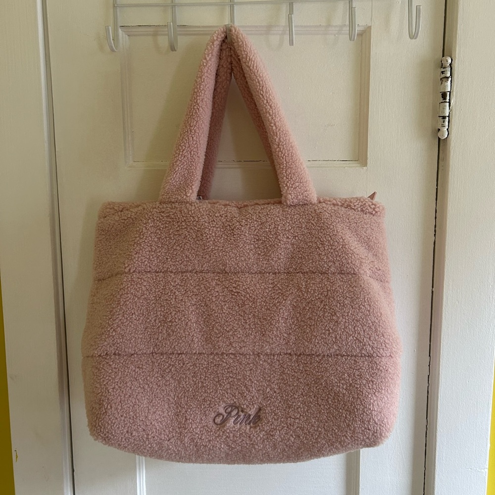 NWT Pink VS Sherpa Large Oversized Tote Bag